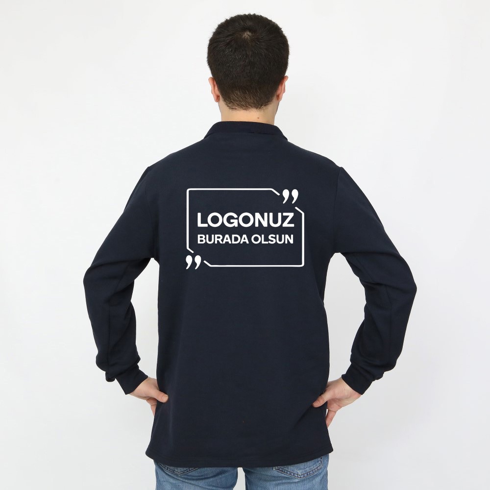 POLO YAKA UZUN KOLLU 2 İPLİK SWEAT LACİVERT