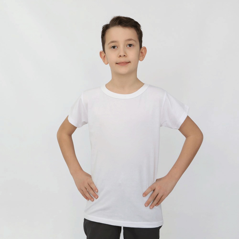  ÇOCUK SIFIR YAKA BEYAZ TİŞÖRT