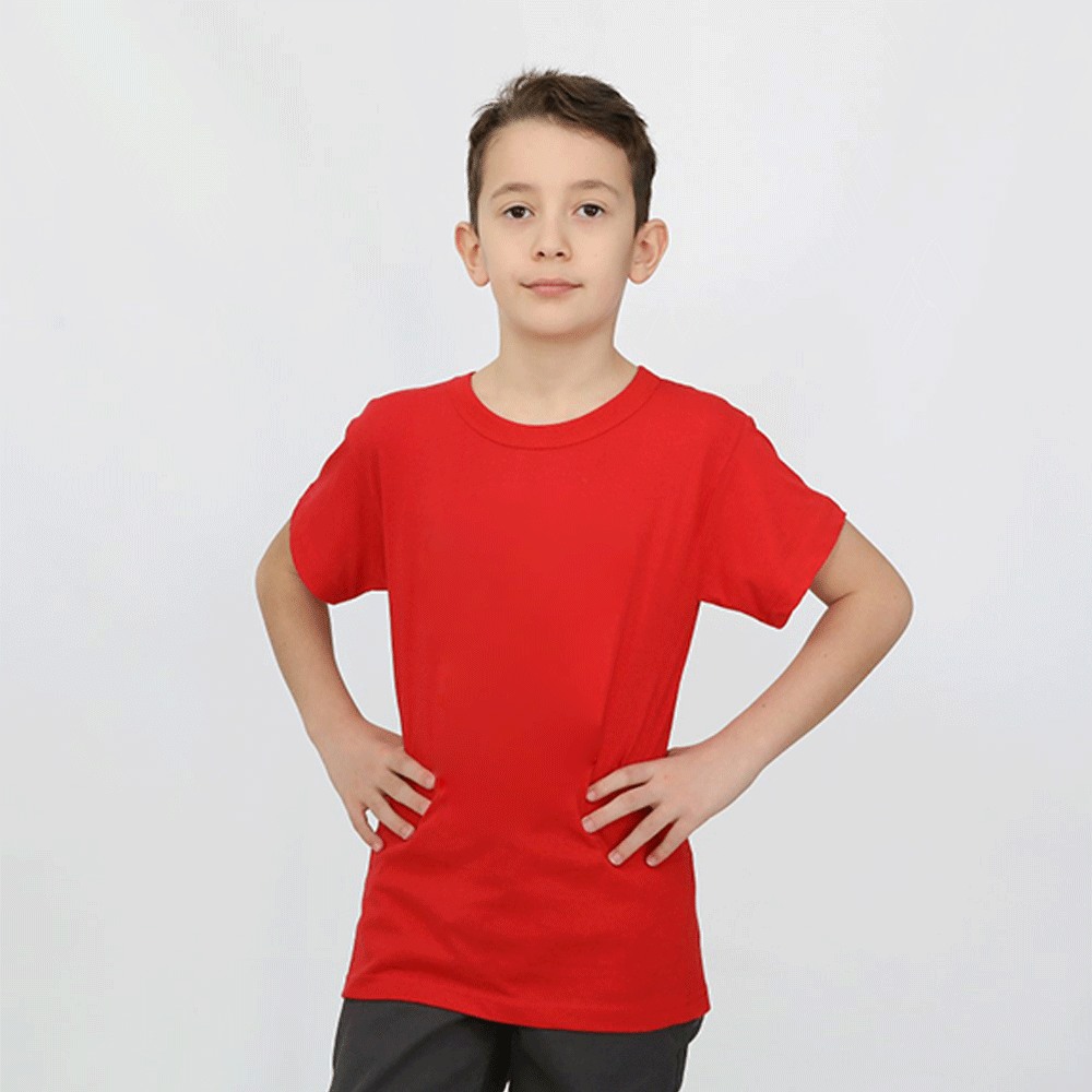  ÇOCUK SIFIR YAKA KIRMIZI TİŞÖRT