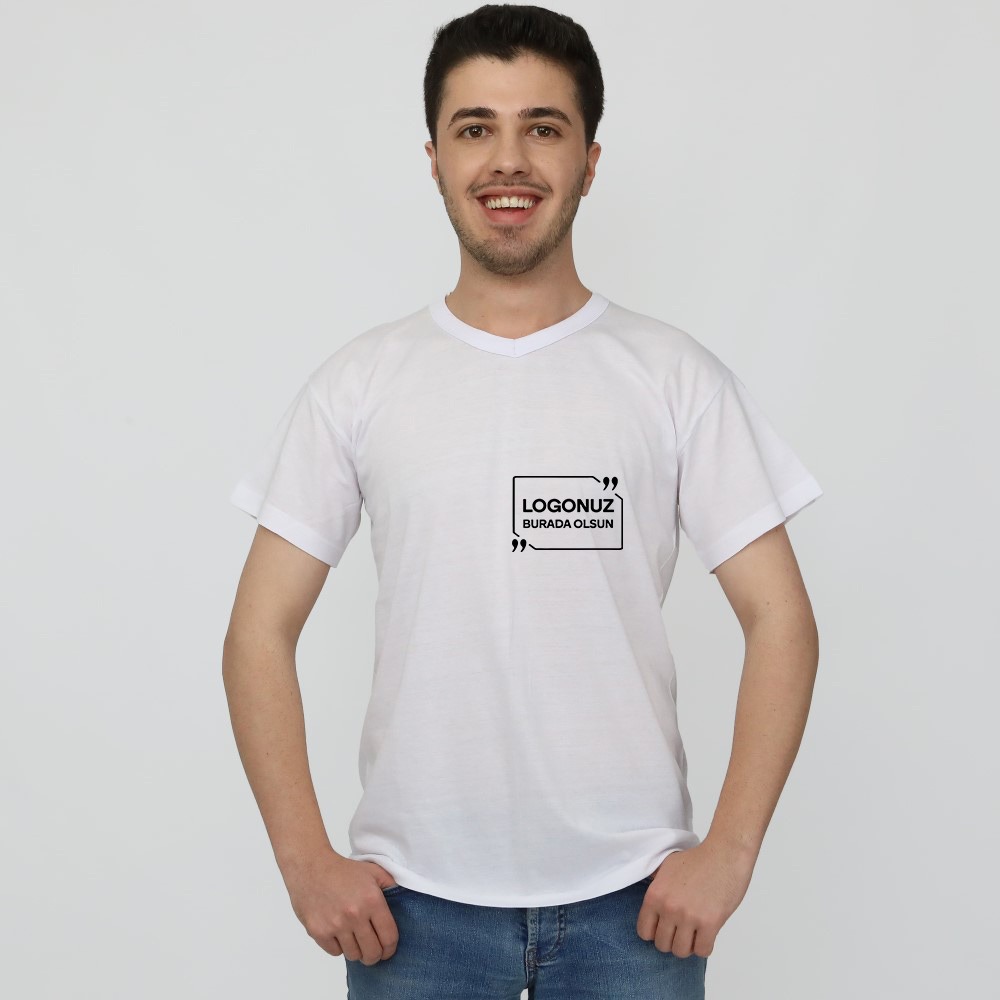 V YAKA BEYAZ TİŞÖRT